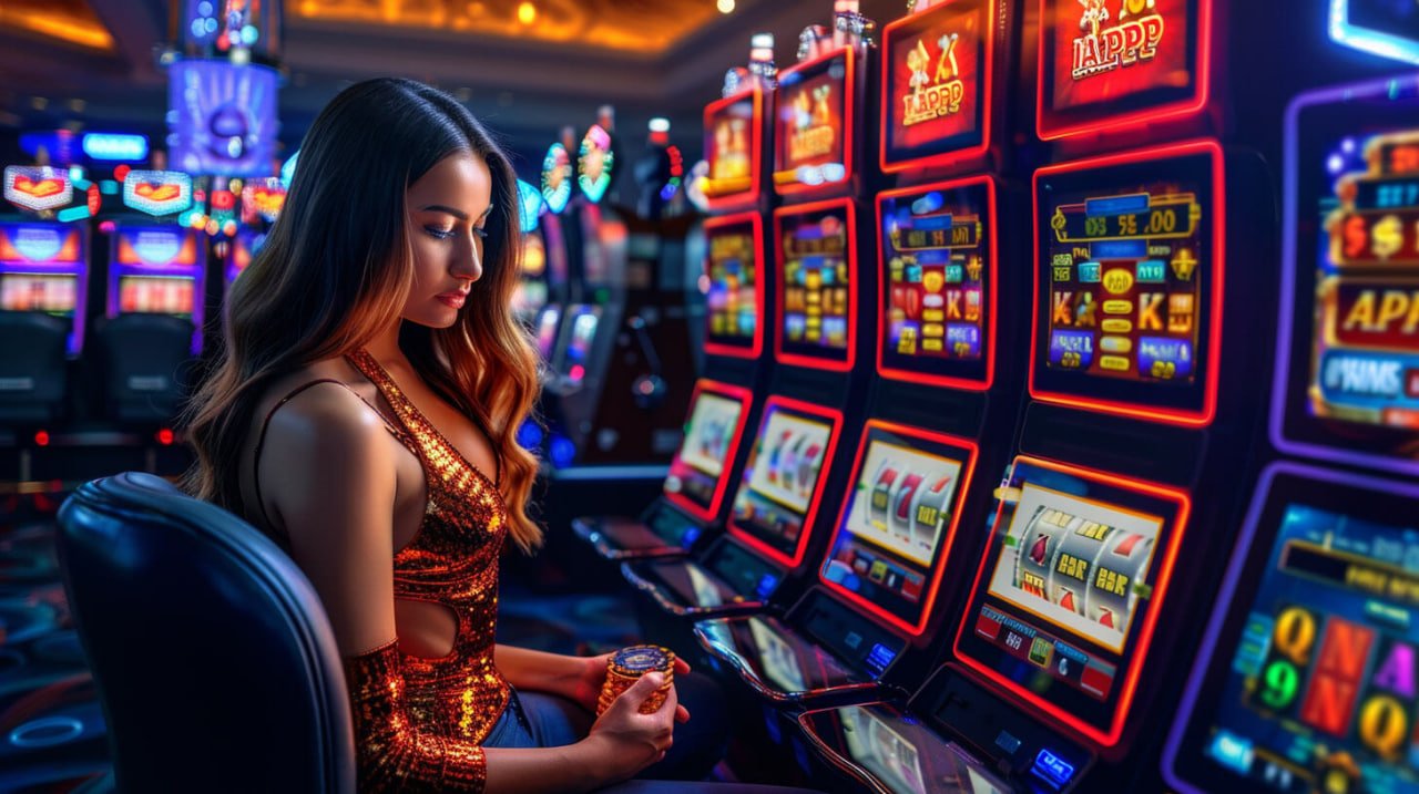 Simbol mesin slot modern dengan ikon jackpot di eropa999